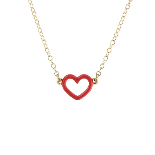 Enamel Heart Outline Necklace - New